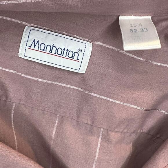 Manhattan Shirtmakers Men's Dress Shirt Size Small 15.5 Purple Silver Pinstripe - Picture 6 of 6